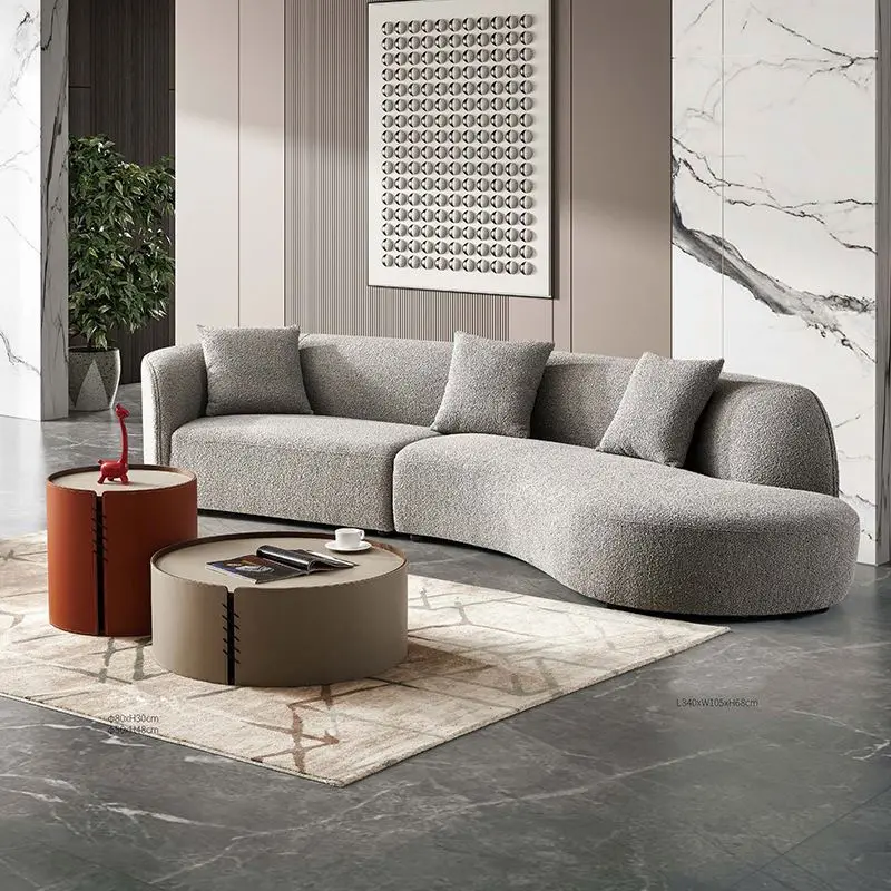 

*/Modern Simple Luxury Arc Sectional Sofa Set Fabric Living Room Furniture For Hotels With Sponge Filling