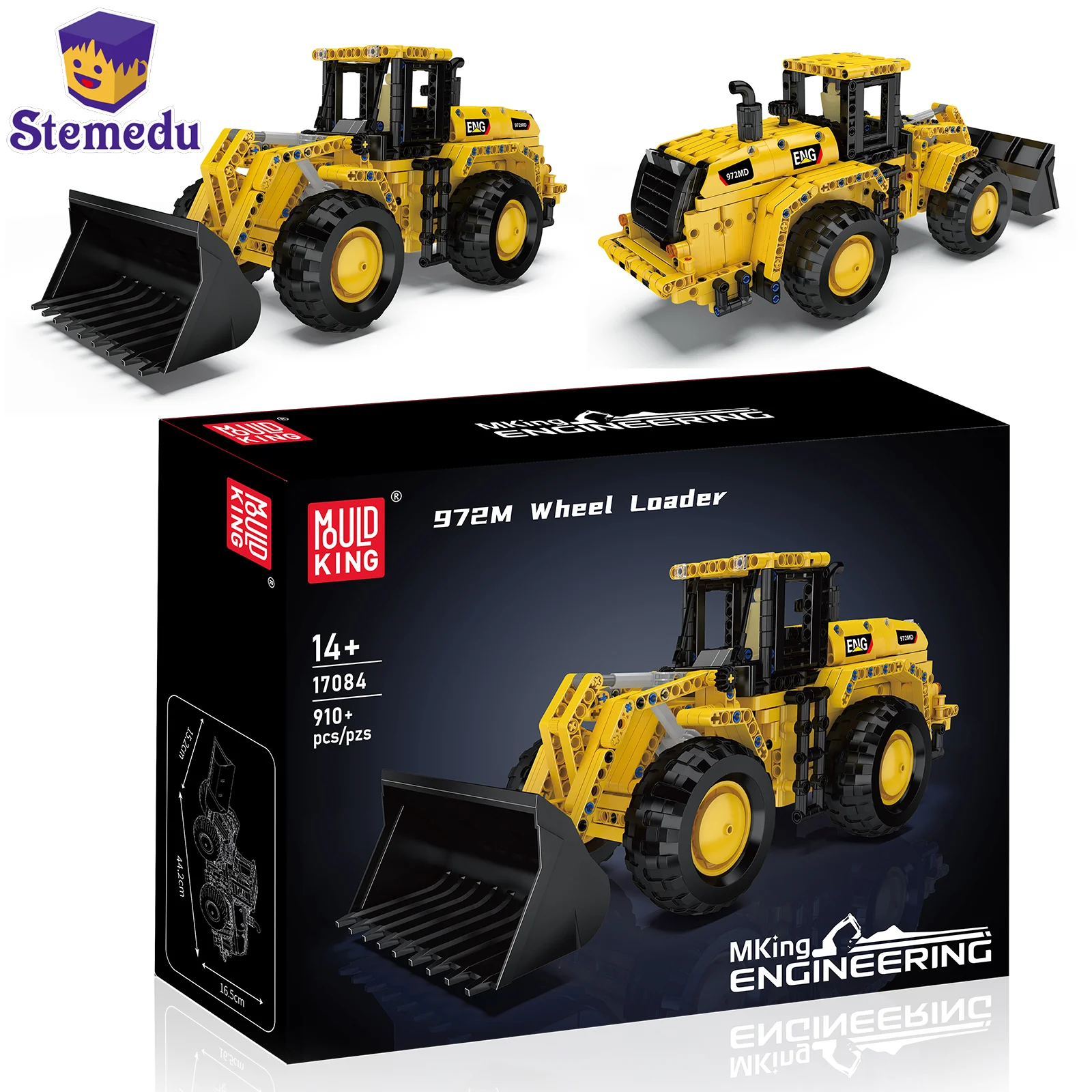 قالب الملك 17084 972 متر رافعة عجل اللبنات لودر أطفال بالريموت كنترول نموذج مع دلو الاطفال الجذعية التعليم اللعب هدايا عيد الميلاد #2