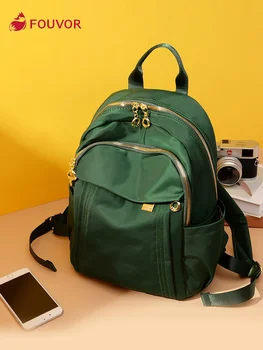 Fouvor mochila impermeável de nylon para mulheres design de luxo moda casual mochilas leves de grande capacidade bolsa escolar de viagem 6013-10