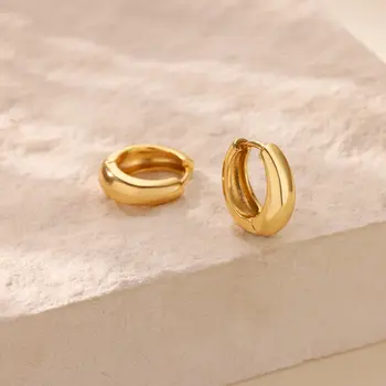 經典女士圈形耳環,粗款不鏽鋼金色耳環,2025 全新極簡風格 Pendientes Jewelry aretes 8 最佳銷售 極簡耳環 - №4