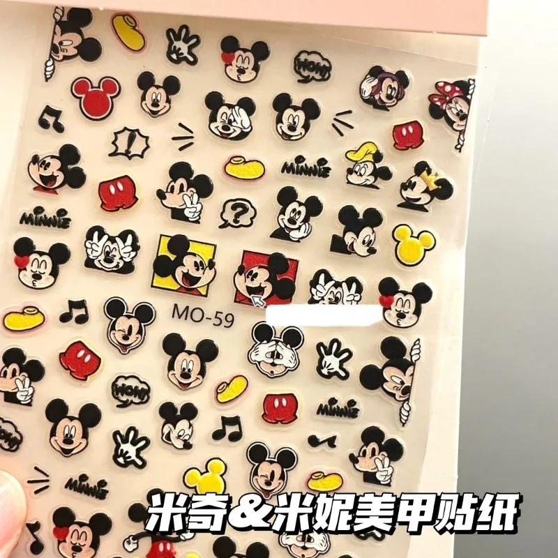 Cartoon Mickey Minnie Disney children's 5D embossed three-dimensional nail art stickers toys accessories animation peripherals