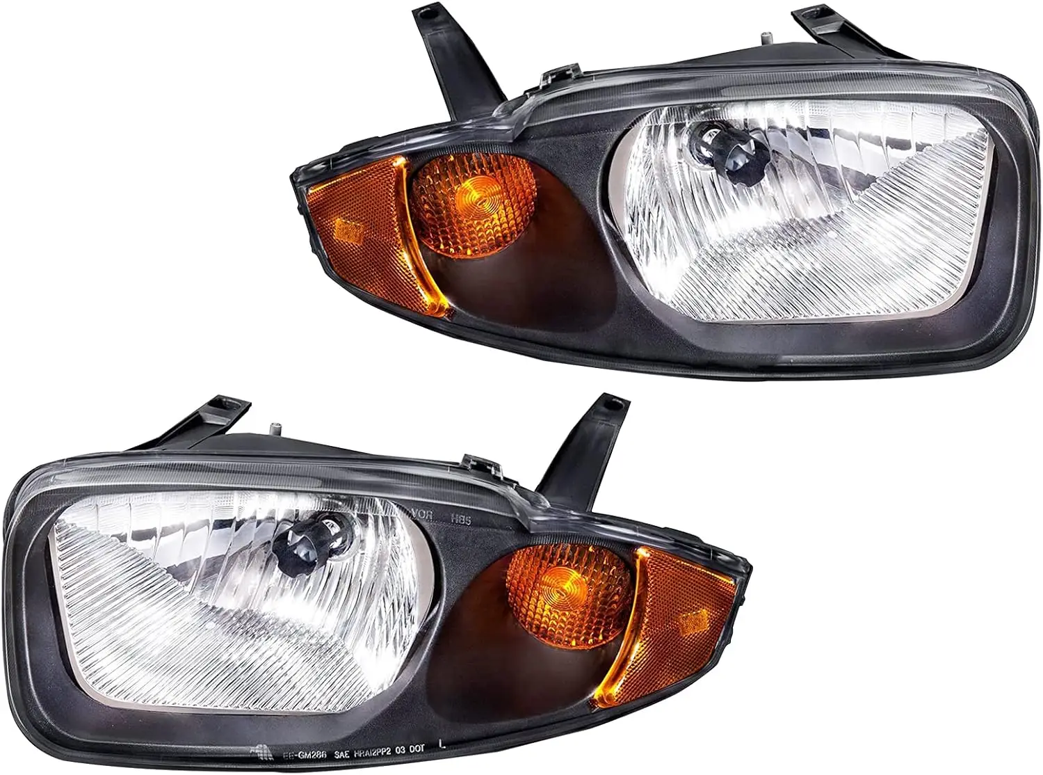 Pair of Headlights Headlamps Lamps for 2003-2005 Cavalier - Replacement Set