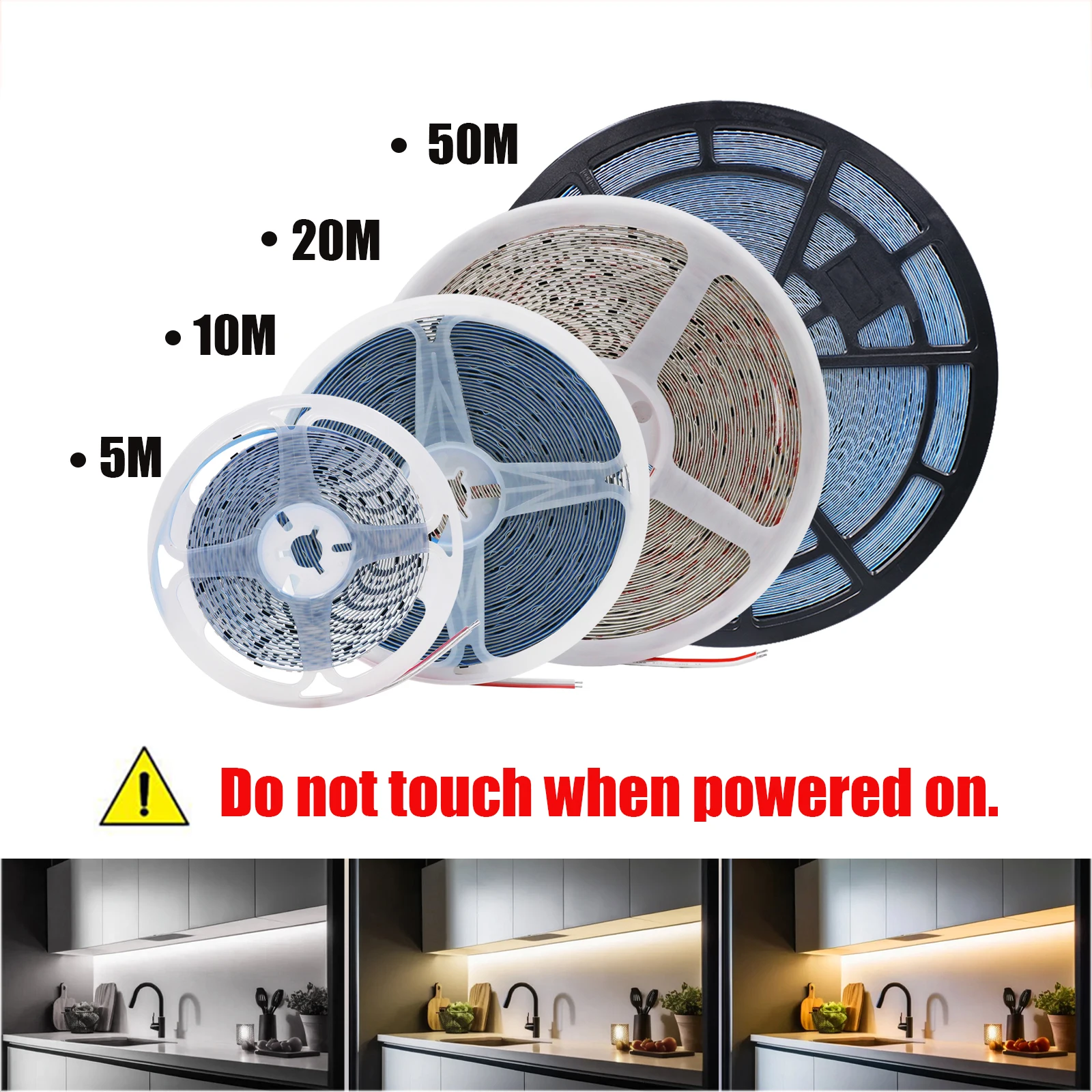 10M 20M 50M/Roll Ac 220V 240V Led Strip Geen Driver Ip44 3000K 4000K 6000K 2835 120Leds/M Flexibele Lint Touw Tape Licht