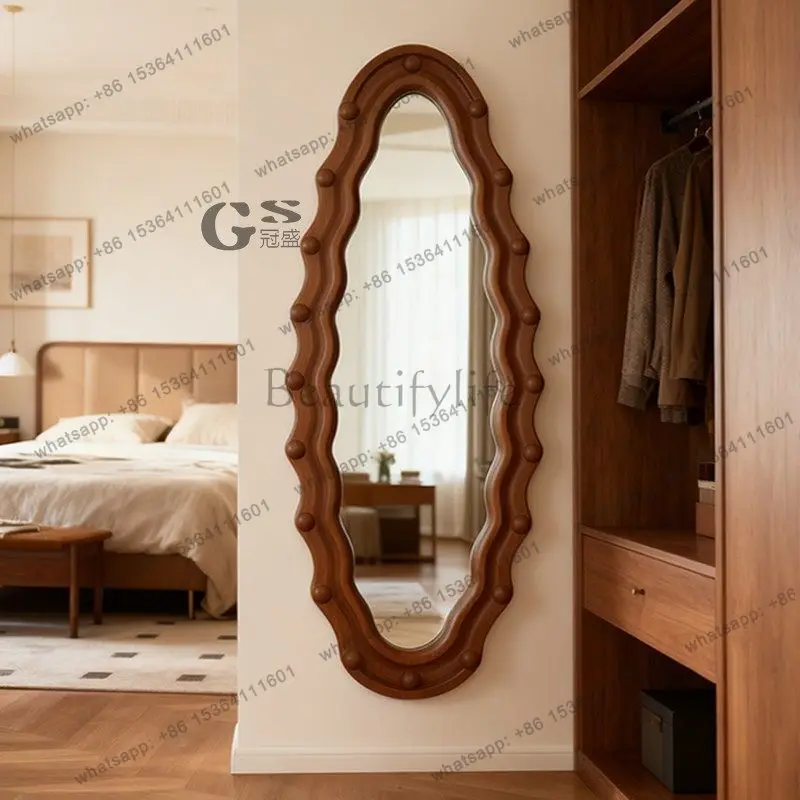 YJ French medieval full-length mirror wall-to-wall bedroom retro floor-to-ceiling mirror wall-mounted entrance dressing mirror