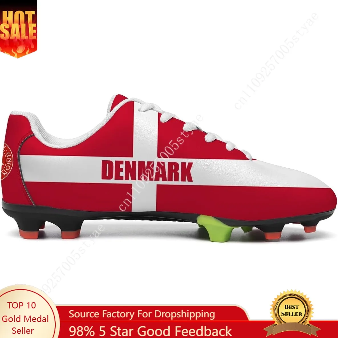 Denmark Flag Soccer Shoes Men Womens Football Shoe PU Sneakers Outdoor Lace Up Sports Shoes 2026