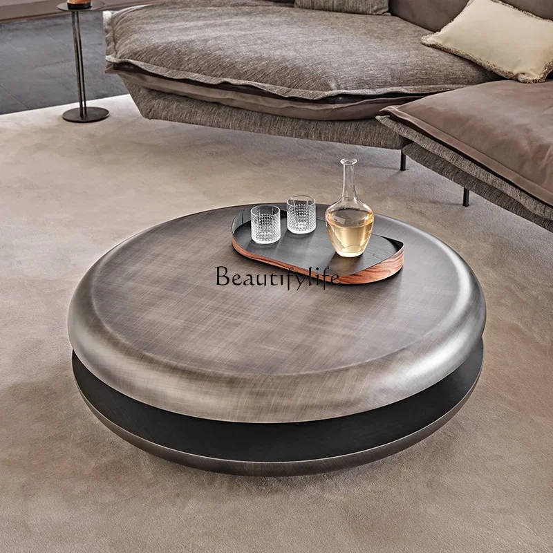 

FG44Light luxury round coffee table simple modern small apartment living room household stainless steel table