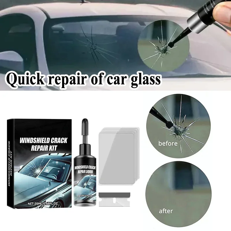 طقم إصلاح الكراك الزجاجي لشقوق الزجاج الأمامي للسيارة والخدوش والرؤية الواضحة وسائل إصلاح الكراك اللاصق