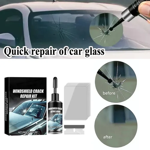 Imagen 2 del producto Kit de reparación de grietas de vidrio para grietas de parabrisas delantero de coche, arañazos, visibilidad clara, solución adhesiva, líquido de reparación de grietas