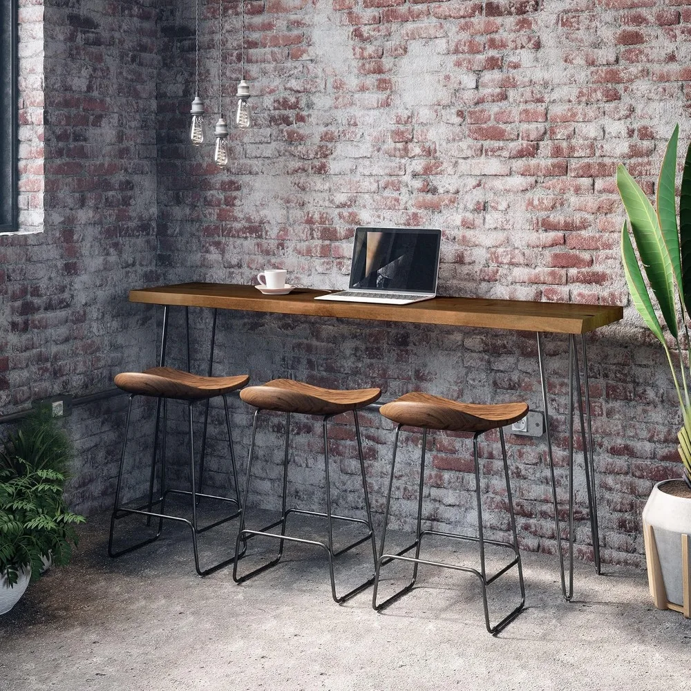 Solid Wood Modern Live Edge Counter Height Dining Table, 72, Chestnut Finish