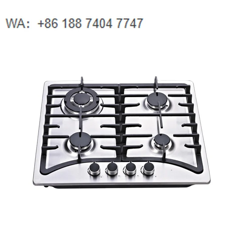 Energy Efficient Cooking Panel Gas Cooktop, Stainless Steel Built-in Stove Surface for Modern Integrated Kitchen