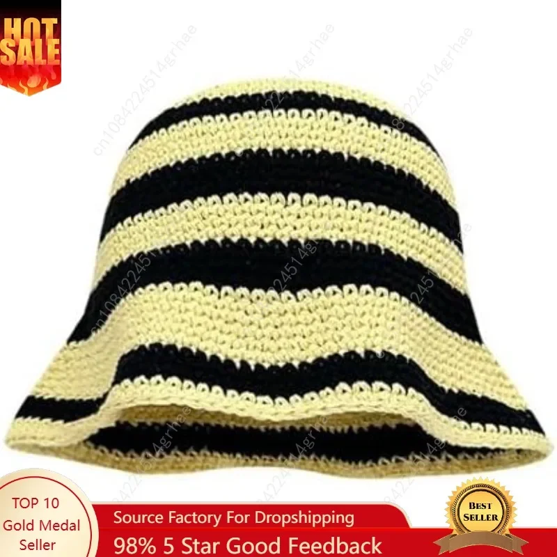 

Molodo Crochet Bucket Hat for Women Knitted Fisherman Hat for Autumn Winter Trendy Handmade Bucket Cap for Travel Fishing Hat
