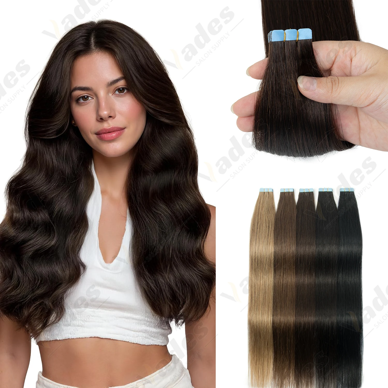 VEDES شريط صغير في وصلات الشعر آلة لحمة جلد الشعر البشري-شريط طبيعي ريمي في ملحقات 10 قطعة للشريط الجانبي على الشعر #1