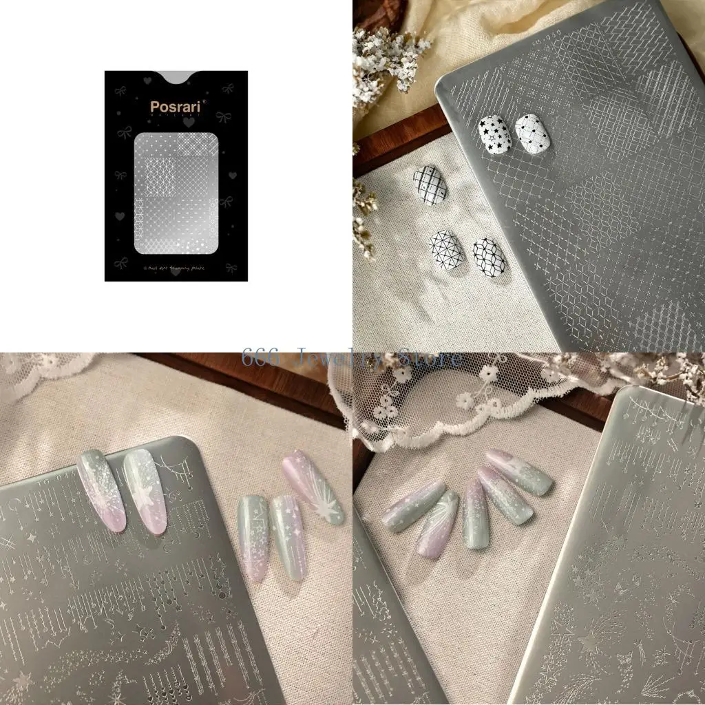 F2TD Stainless Steel French Manicure Plate Tulips Theme Stamping Plate Metal Texture Suitable for Nail Decors Application