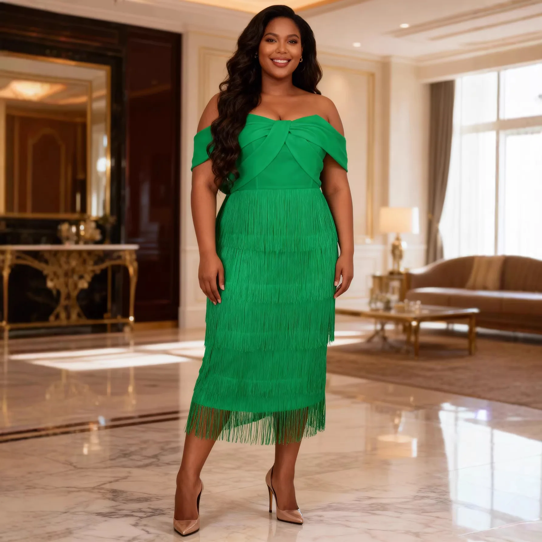 

Женское сексуальное платье без бретелек с бахромой для женщин больших размеров, элегантное и стильное вечернее платье для вечеринок, летнее элегантное повседневное платье в стиле Y2K