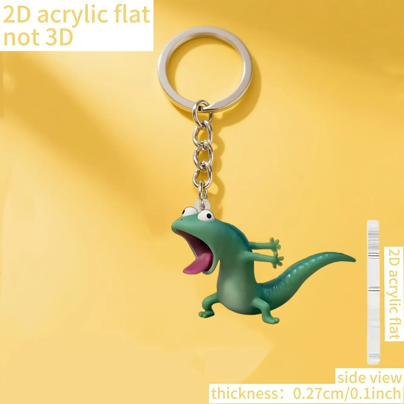 2D Abstract Lizard Keychain Flat Acrylic Keyring Holiday Gift For Friends Decorative Key Pendant Car Backpack Wallet Decoration