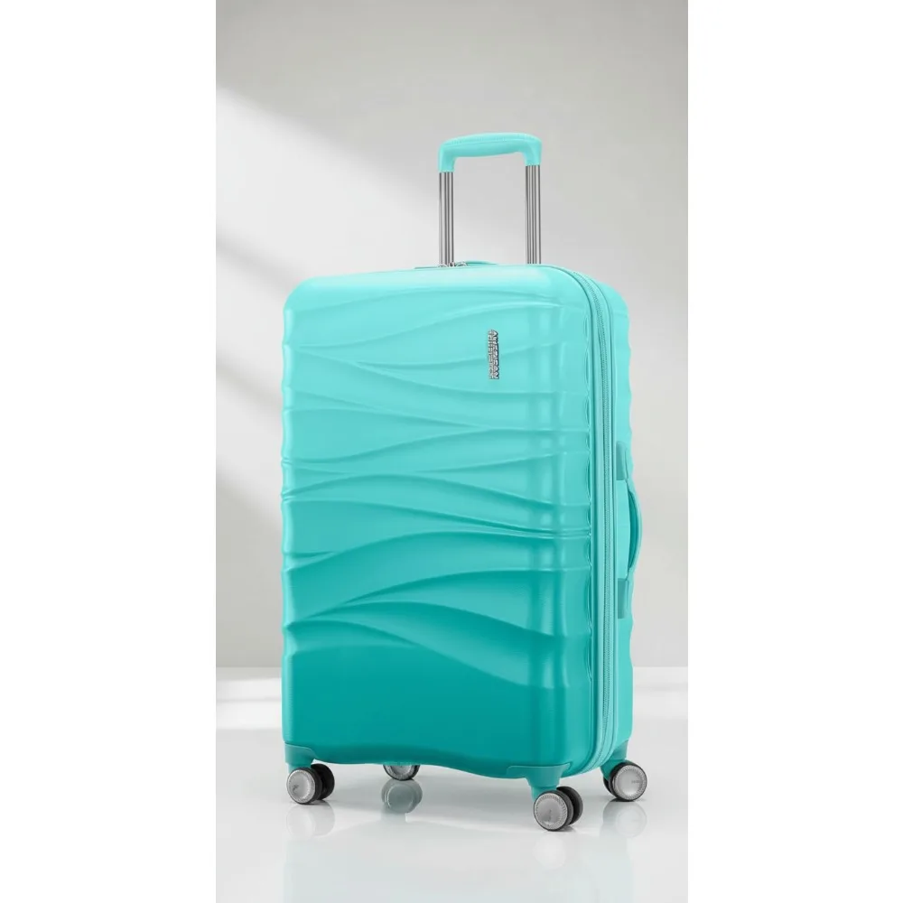 Equipaje giratorio rígido de 24 pulgadas, aguamarina: carcasa ligera de ABS, hilandero de 4 ruedas, mango ajustable para viajes sin estrés