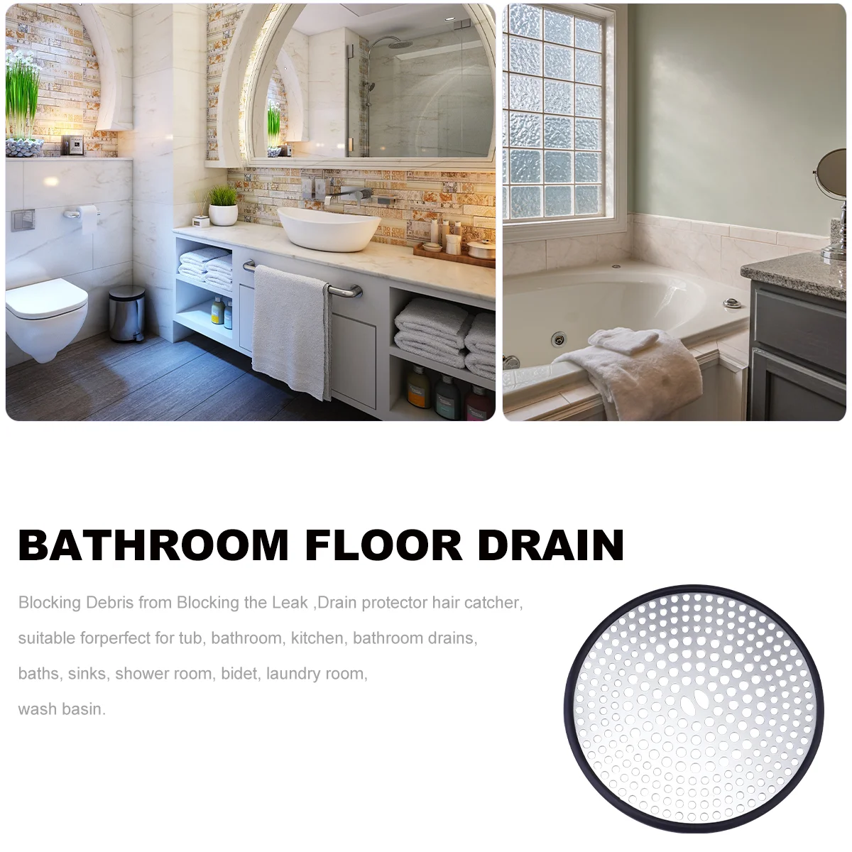 Drain Pipe Grille Floor Cover Strainer Bathtub Filter Bathroom Sink Stainless Steel Suit for