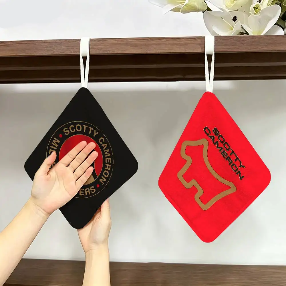 Golf S-Scotty C-Camerons Anime Polyester Cotton Hanging Kitchen Towel, Absorbent Hand Wiping Cloth for Daily Cleaning Drying