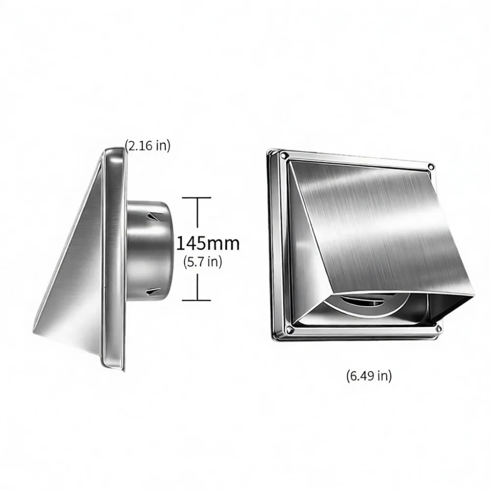 Modern Wall Mounted Square Air Vent Exhaust Cover 304 Stainless Steel Dryer Duct Ventilation Grille For Pride Home Decor