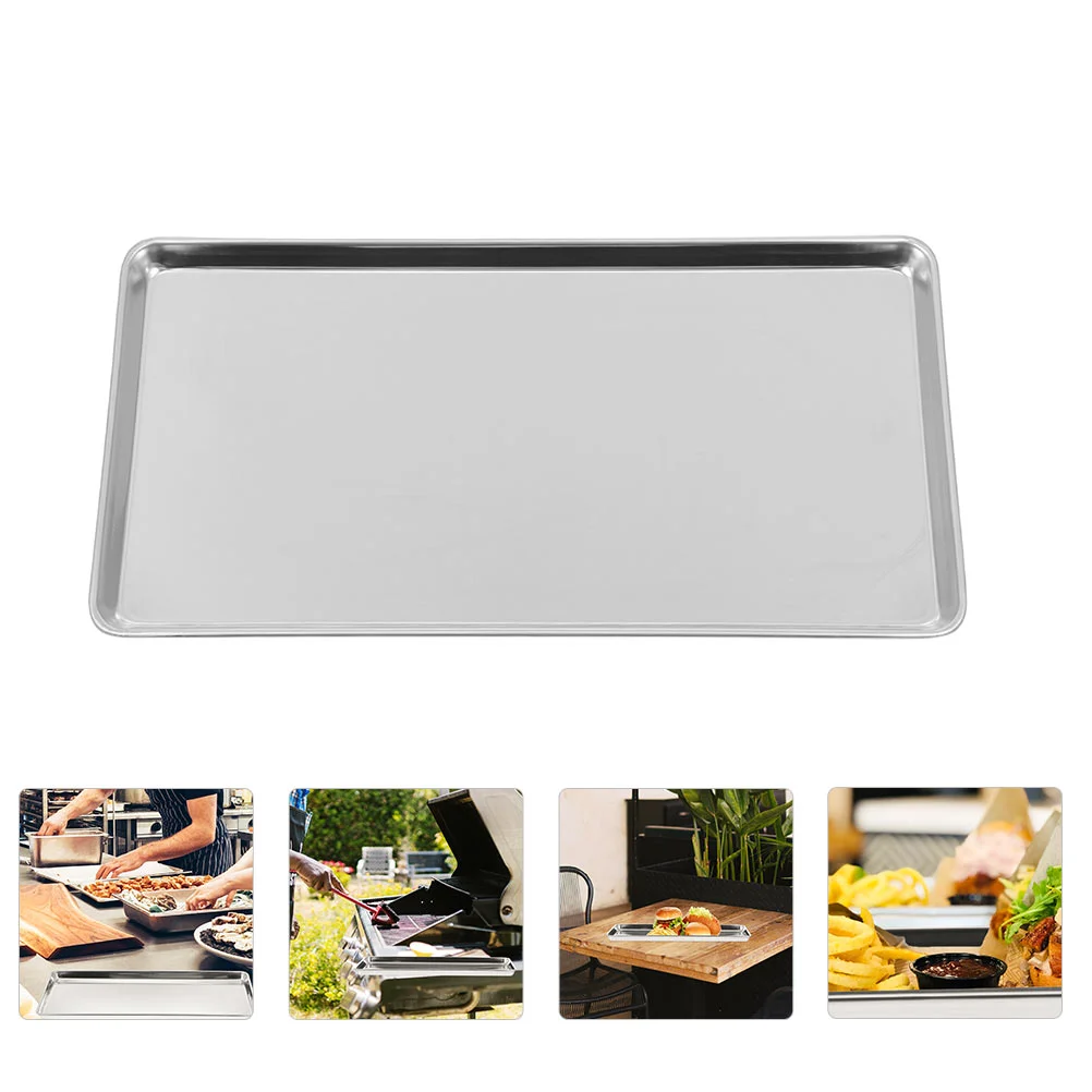 

Food Tray Stainless Steel Rice Noodle Dish Cuisine Storage Plate Kitchen Supply Party Oven Steak Silver Home Child