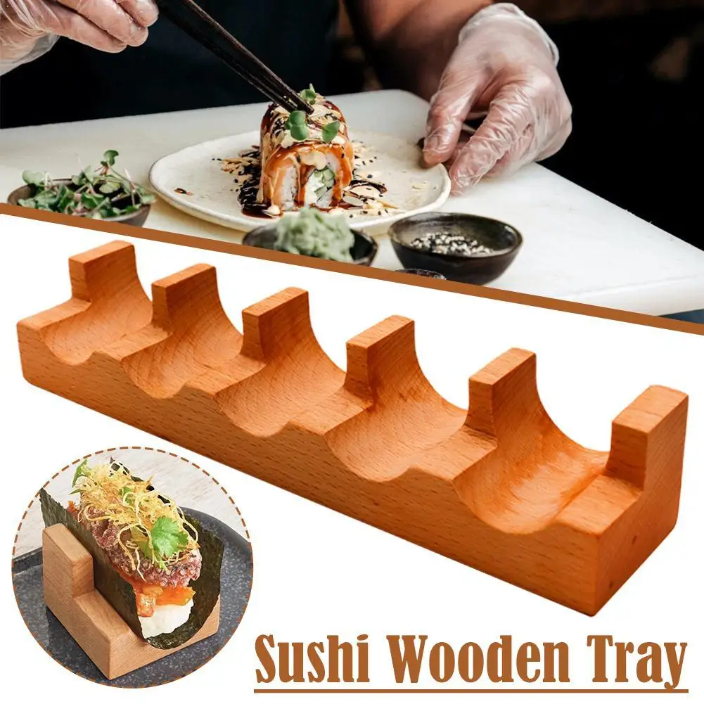 Wood Sushi Tacos Holder Display Stand Platter Decor Sushi Hand Roll Holder Serving Tray For Centerpiece Themed Party Tabletop ﻿
