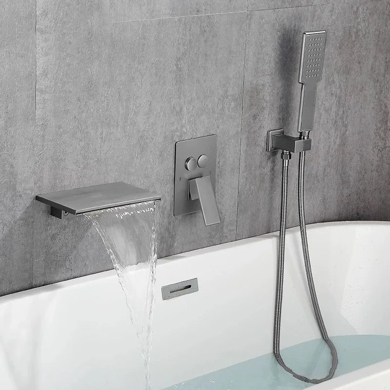 Copper Concealed Bathtub Faucet Wall Mounted Pre Embedded Hot and Cold Bathtub Shower Faucet