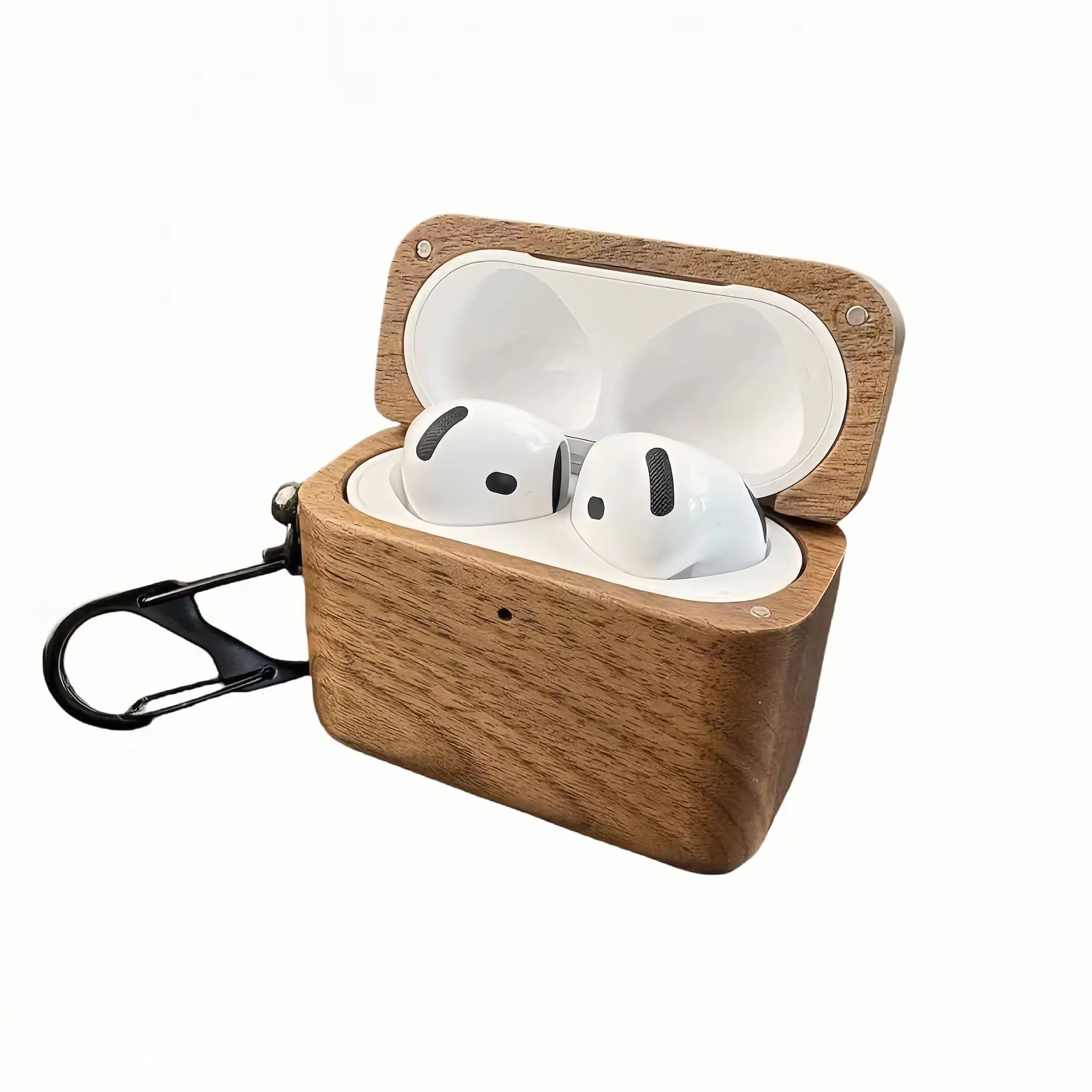 

Solid Luxury Wood Earphone Case for AirPods Pro 2 Protective Cover for AirPods 4 Gen Shell Wrist Strap Cowhide Lanyard Stickman