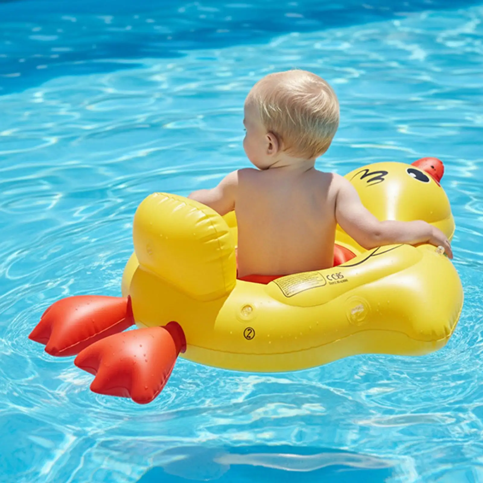 Removable sunshade canopy swimming float cute duck sunshade canopy non-slip crotch design baby float for Boys Girls Outdoor