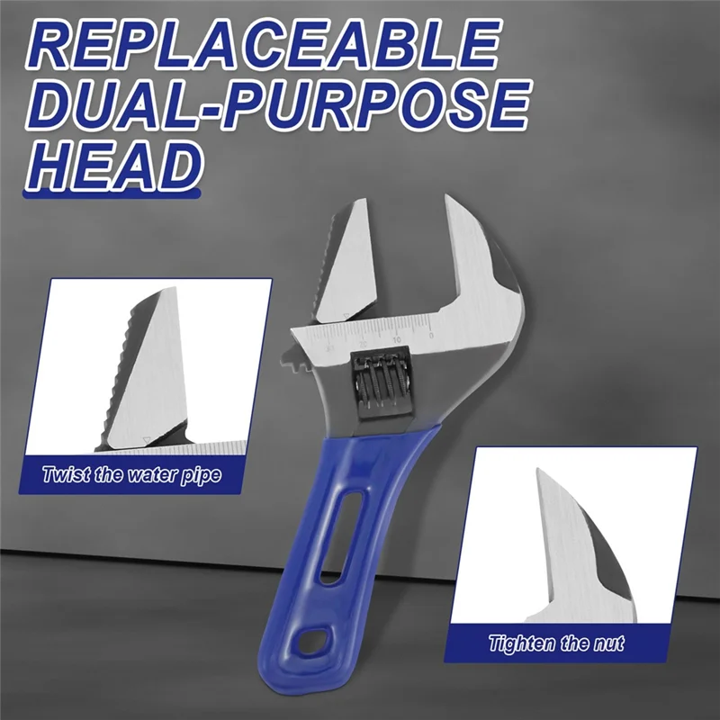 AT02-6 بوصة مفتاح ربط قصير قابل للتعديل، مفتاح فتح الفك عريض جدًا 1.42 بوصة مع مقياس متري، مفتاح ربط عميق من الفولاذ الكربوني #3