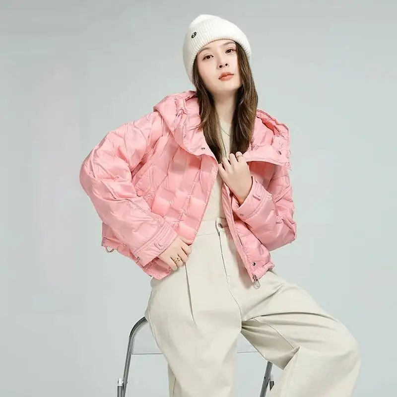 

90 Duck Down Hooded Jacket Lightweight Short Style Korean Version Winter New Arrival Women's Casual Fashion Padded Coat