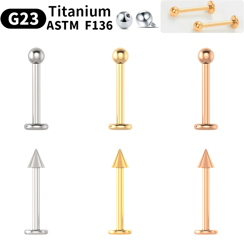 100%G23 Titanium Labret Lip Piercing Jewelry Earrings for Women Men Tragus Snug Daith Earring Ball and Cone labret Not allergic