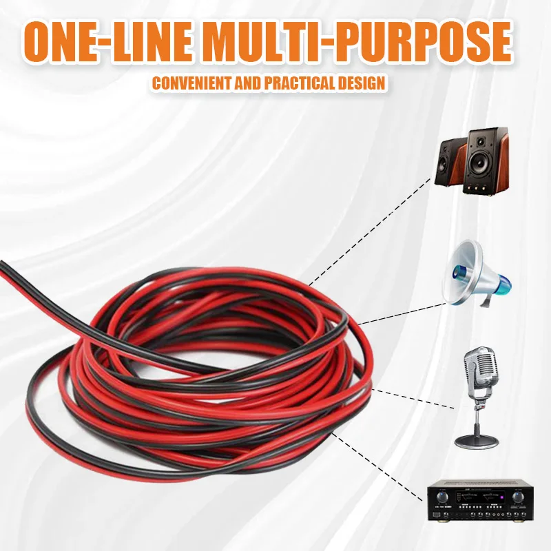 Speaker Cable 10m 2*0.5mm Audio Core Wire For Home Stereo HiFi/Car Audio System Red And Black Flexible Cable Tray Acoustic Cable