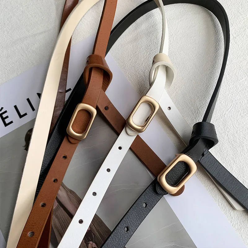 New Non-hole Woman Thin Belt PU Leather Metal Buckle Wrist Strap For Female Dress Shirt Decor Belts Fashion Adjustable Waistband
