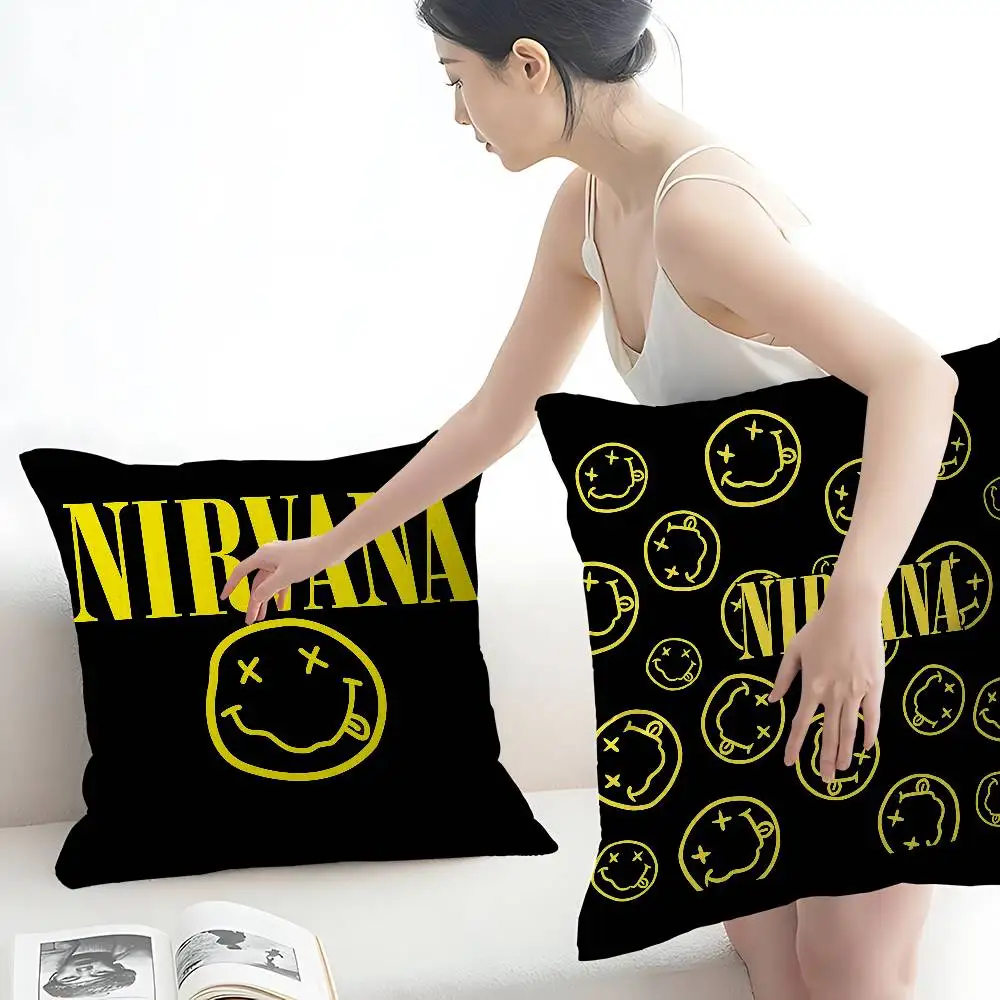 N-Nirvanas Band Personalized Pillow Cover Kids Bedroom Wild Party Decor Pillowcase Kid Birthday Shower Gift