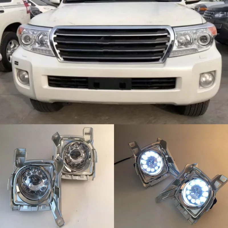 1 Set for Toyota Prado FJ150 LC150 2012-2015 For Land Cruiser 2700 Car LED DRL Daytime Running Lights Fog Head Lamp cover