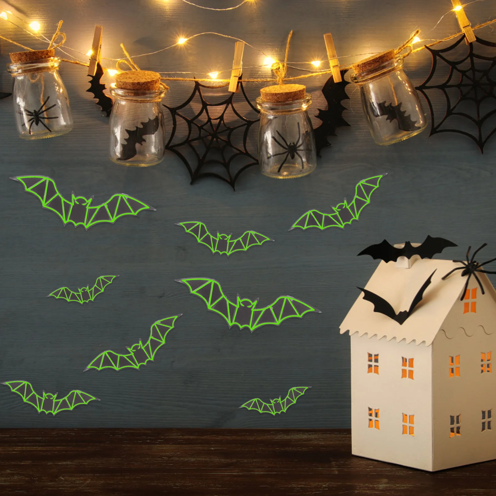 

60Pcs 3D Luminous Bat Wall Stickers Halloween Decoration Party Festival Decals Halloween Sticker 3D Bats Sticker