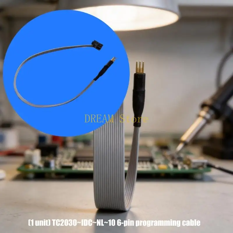 Ribbon Programming Cable TC2030-IDC-NL-10 with 6Pin Spring Contact for Chip Programming, Board Service, Device Testing and
