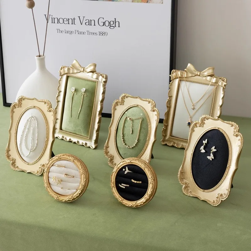 

Винтажная подставка для демонстрации ювелирных изделий, фоторамка, подставка для ожерелий и серег, стойка для хранения колец, реквизит для прямых трансляций и фотосъемки