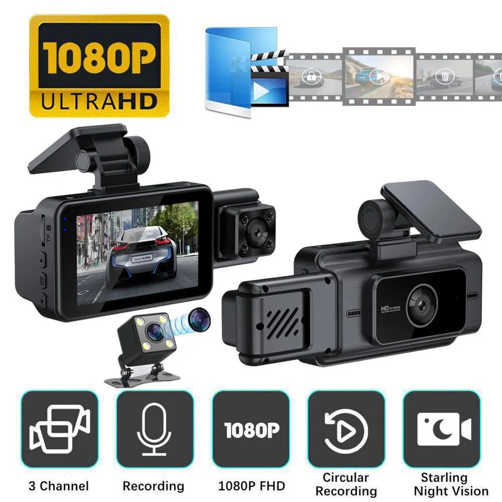 3-Channel 1080P WiFi Car Dash Cam Front Inside Rear Recording Camera 3