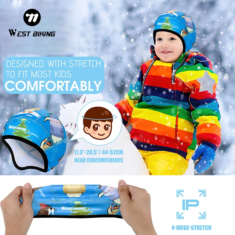 WEST BIKING Balaclava Children Windproof Cycling Cap Ski Anti-static Girls Boys Winter Beanie Fleece Outdoor Running Cycling