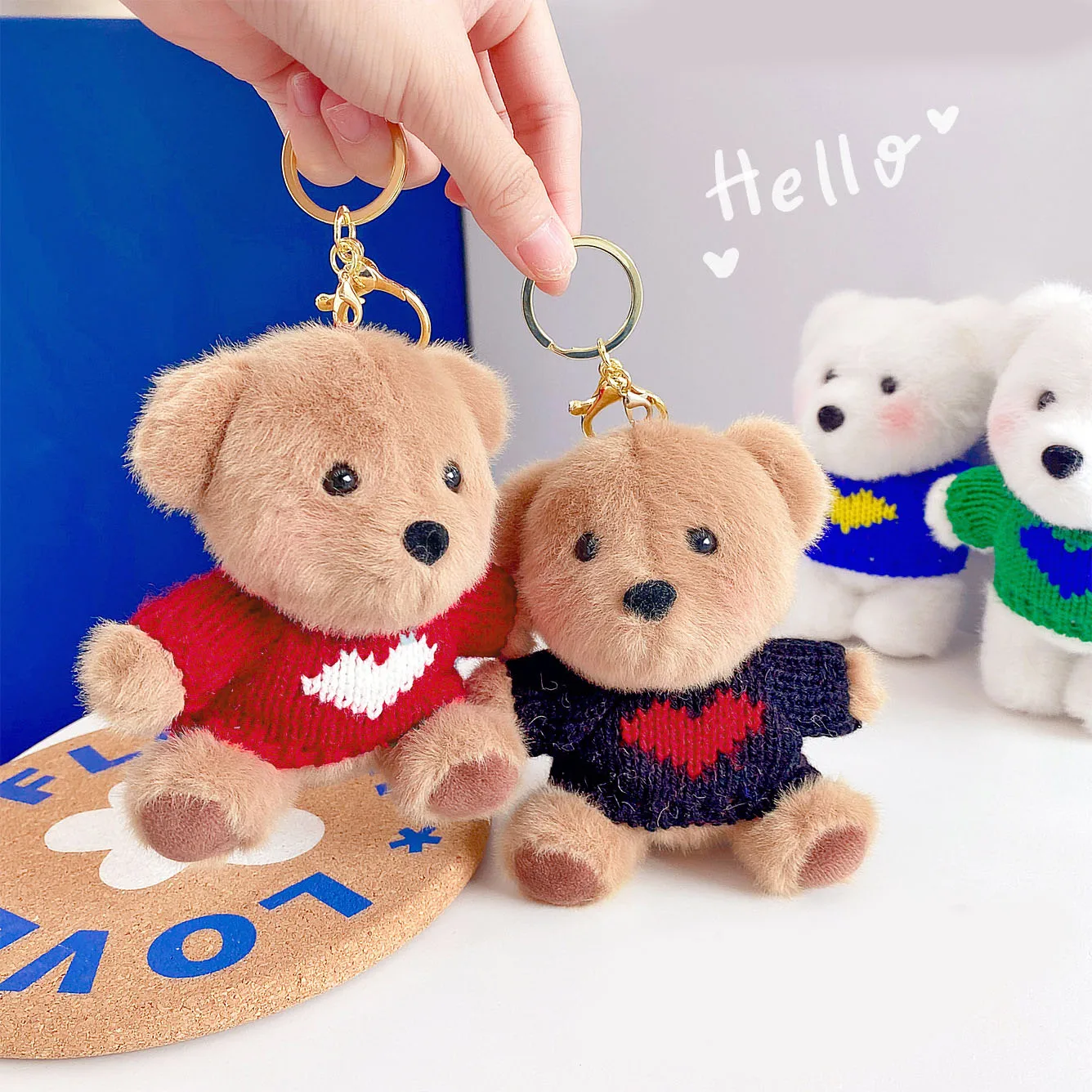 1 Pcs Cartoon Cute Milky Bear Plush Doll Keychain Creative Bag Charm Birthday Christmas Gift