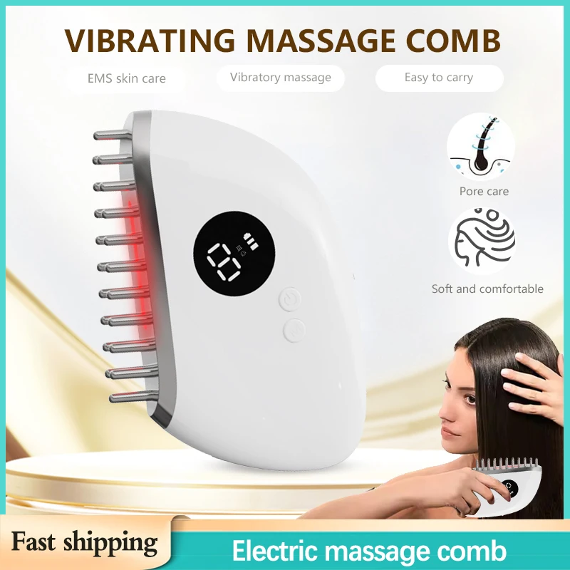 Electric Hair Growth Comb Red Light Therapy Scalp Massager Vibrating Head for Hair Loss Prevention And Hair Care