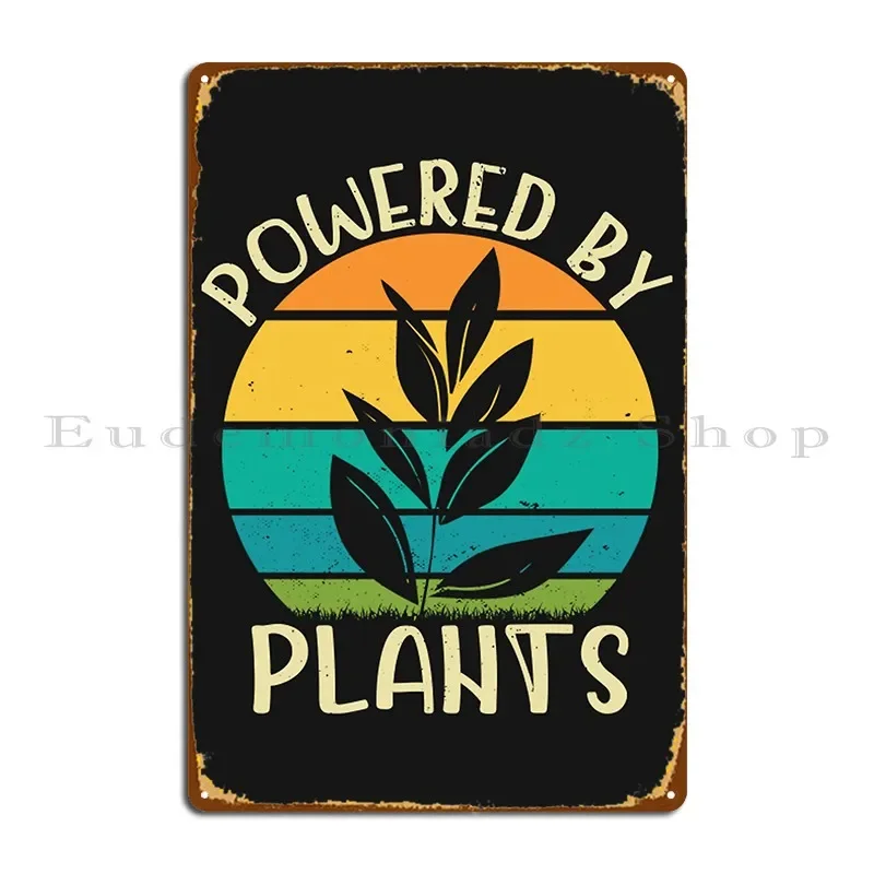 Póster de placa de Metal con potencia de camiseta vegana, Mural de pared para Bar, cueva, Club, cartel de estaño de cueva de diseñador