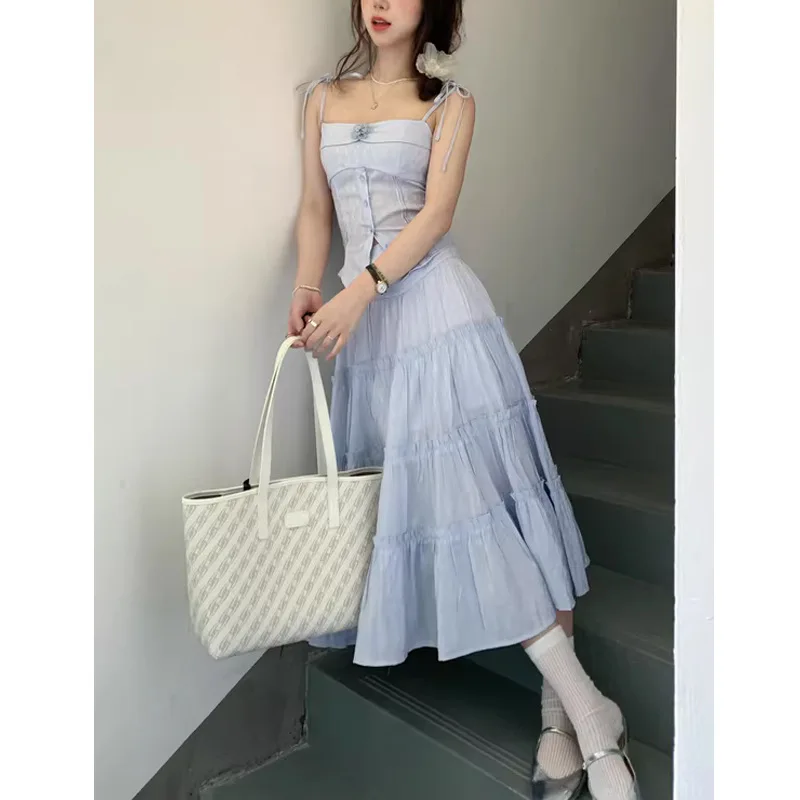 Lace Dresses for Women, New Spring and Summer 2025 Spliced Suit, Camisole Dress