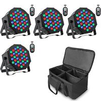 Datewink 4PCS 36LEDs Flat Par Lights With Bag RGB Stage Lighting Effect DMX512 For DJ Disco Wedding Party Nightclub Christmas