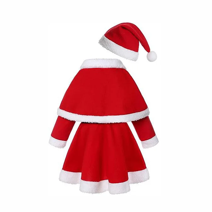 Ensemble de vêtements de Festival du nouvel an, robe avec chapeau pour filles et garçons, costume de Cosplay du père noël, tenue de fête de noël