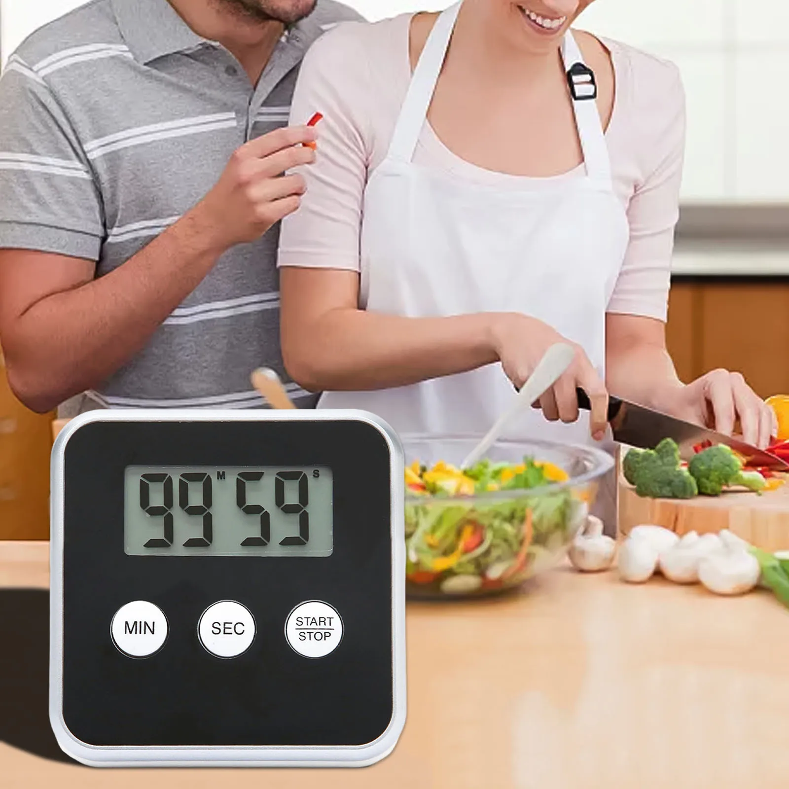 Timer Dapur Elektronik Layar LCD Layar Besar Timer Elektronik Positif Negatif Timer Memanggang Pengingat Waktu Alarm Keras Besar