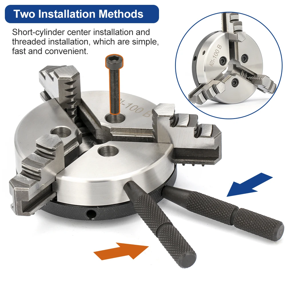 XCAN Lathe Chuck K01 50 63 80B 100B Self-Centering Mini Lathe Chuck 3 Jaw Wood Lathe Tool