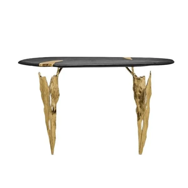Light luxury brass entrance table Designer villa entrance foyer against the wall aisle corridor solid wood entrance platform