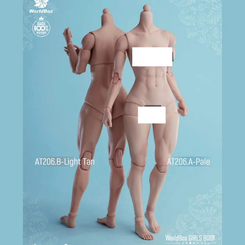 

In Stock Worldbox 1/6 At206 Female Super Flexible Joint Action Figure Doll Light Tan Skin With Muscle Leg And Replaceable Arms